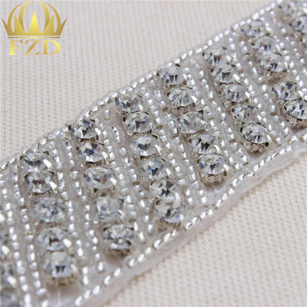 1 ярд свадебные хрустальные аппликации Стразы пришитое украшение для платья