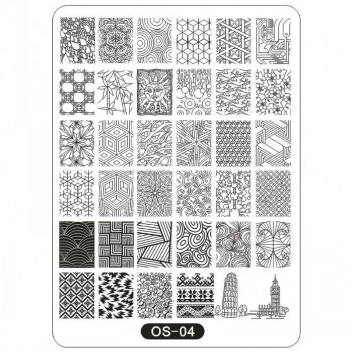 4 1Pc OS Series Big Stamping Plates 10*14cm Rectangle Plates Animal/ Fruits/ Cartoon Image Stamp Templates Plates Stencil Tool OS5 - Цвет: 4