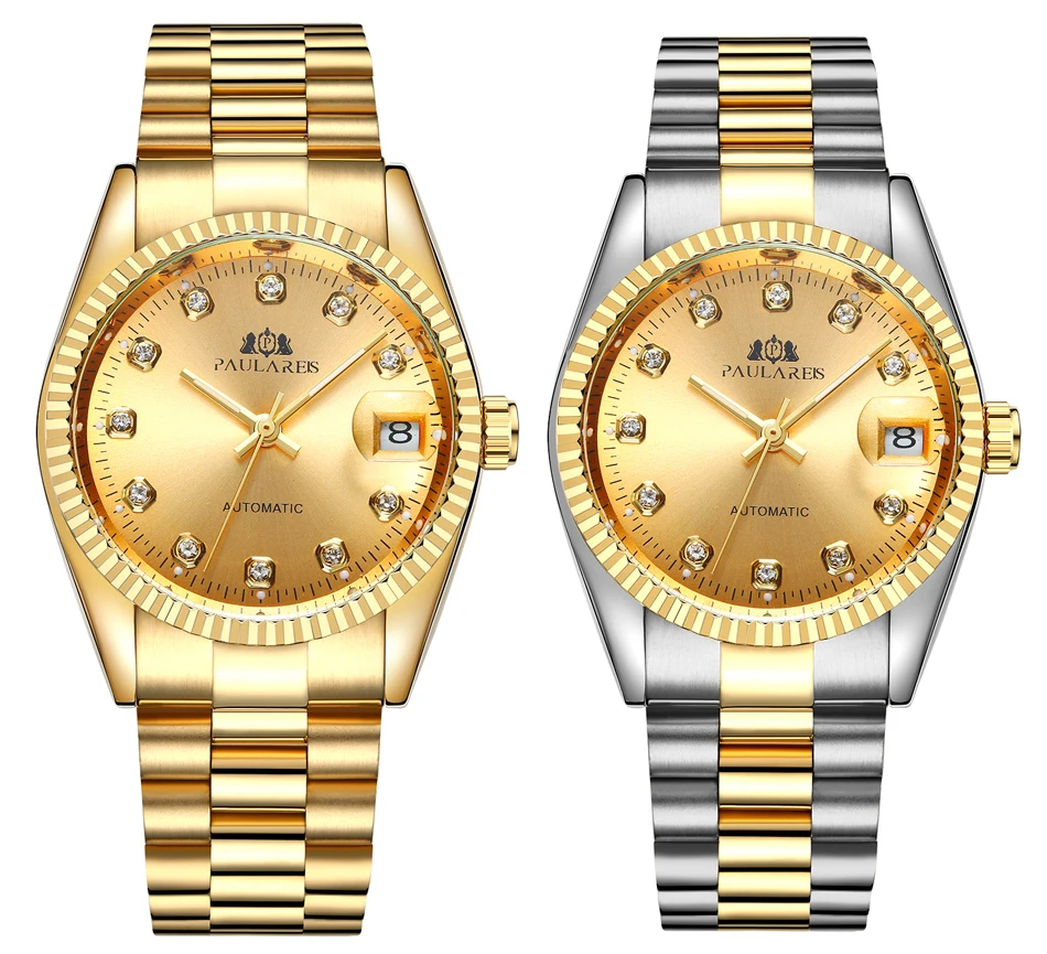 Мужские автоматические механические часы из нержавеющей стали Datejust роскошный простой: золото, серебро 2 тона всего 36 мм часы с датой