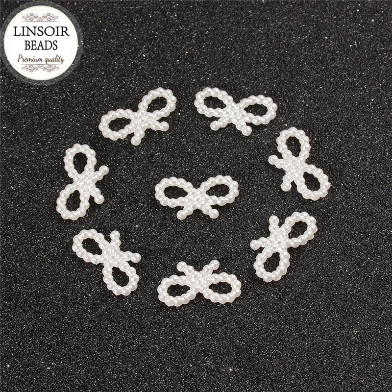 

LINSOIR 100pcs White Butterfly Half Simulated Pearl Beads 18*10mm Loose Flat Back Beads For DIY Necklace Bracelet Jewelry Making
