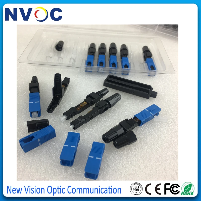 50 шт./пакет SC/UPC Волоконно оптический Быстрый холодный разъем FTTH SC Одномодовый UPC