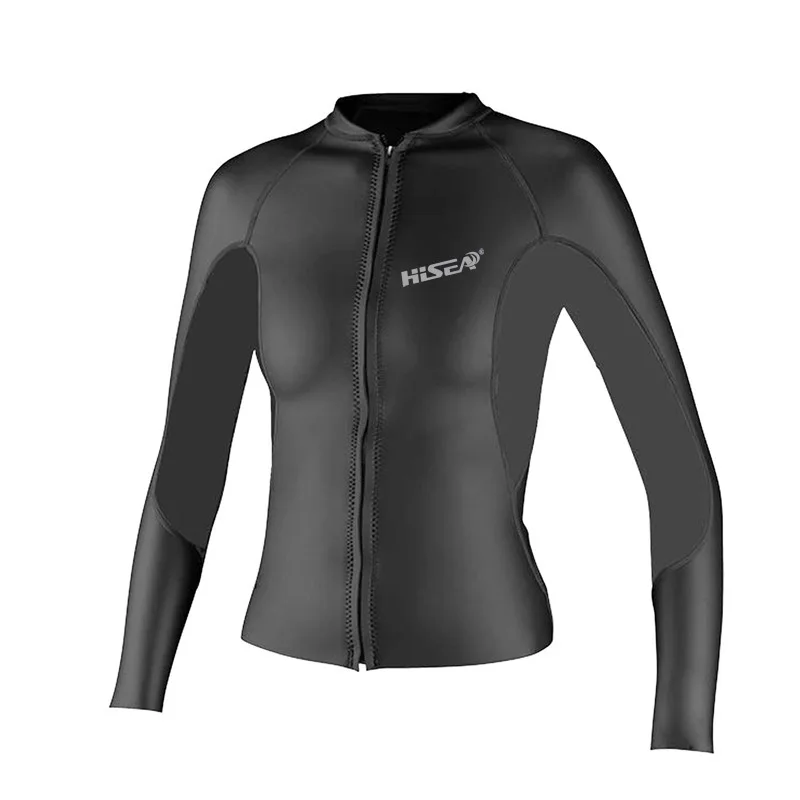 Женский гидрокостюм Hisea с длинным рукавом и молнией спереди 2 мм|wetsuit jacket|smooth skinscuba