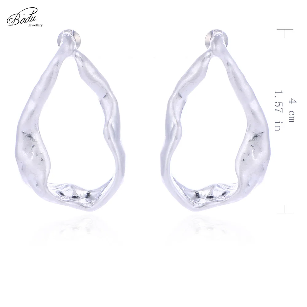 Badu Simple Fashion Earring Geometric Studs for Women Gold Earrings Jewelry Vintage Alloy Hollow Statement Wholesale | Украшения и