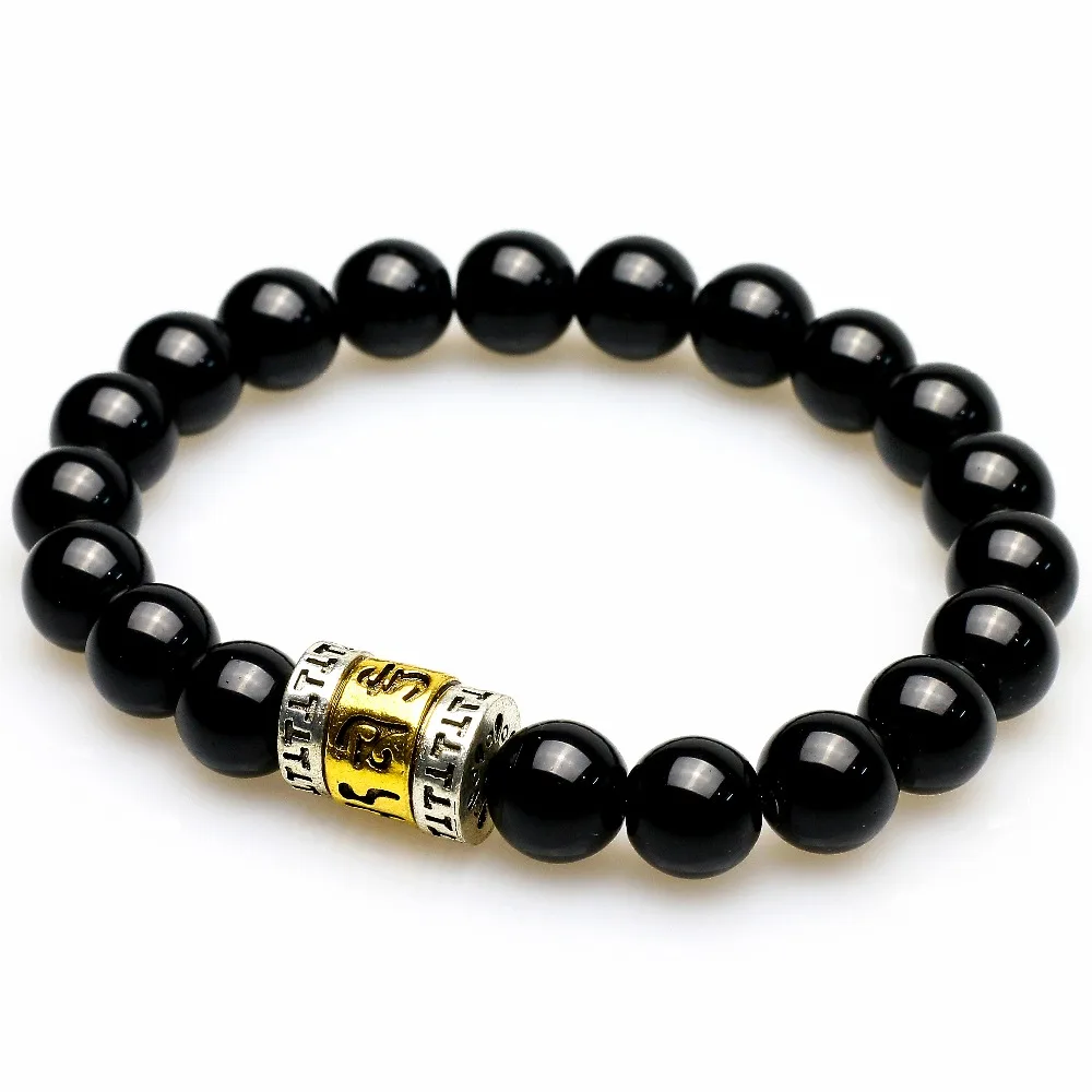 Бусины из Тибетского буддийского оникса 10 мм|Плетеные браслеты| |