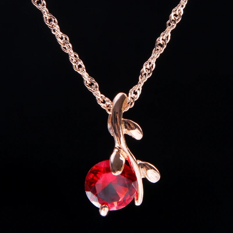 Женский ювелирный комплект из колье и серёг с красным кристаллом|necklace energy|necklace