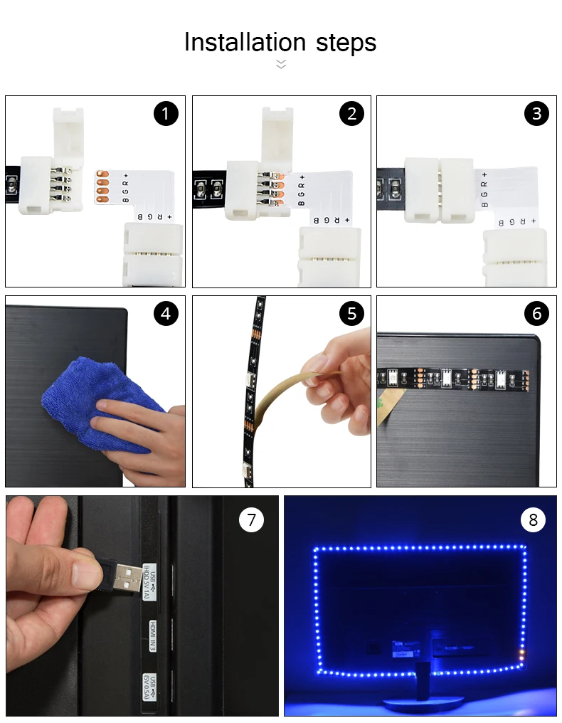 5 в RGB USB светодиодный светильник лента 5050 tira светодиодный USB Диодная лента не Водонепроницаемая 1 м 2 м 3M ТВ задний светильник
