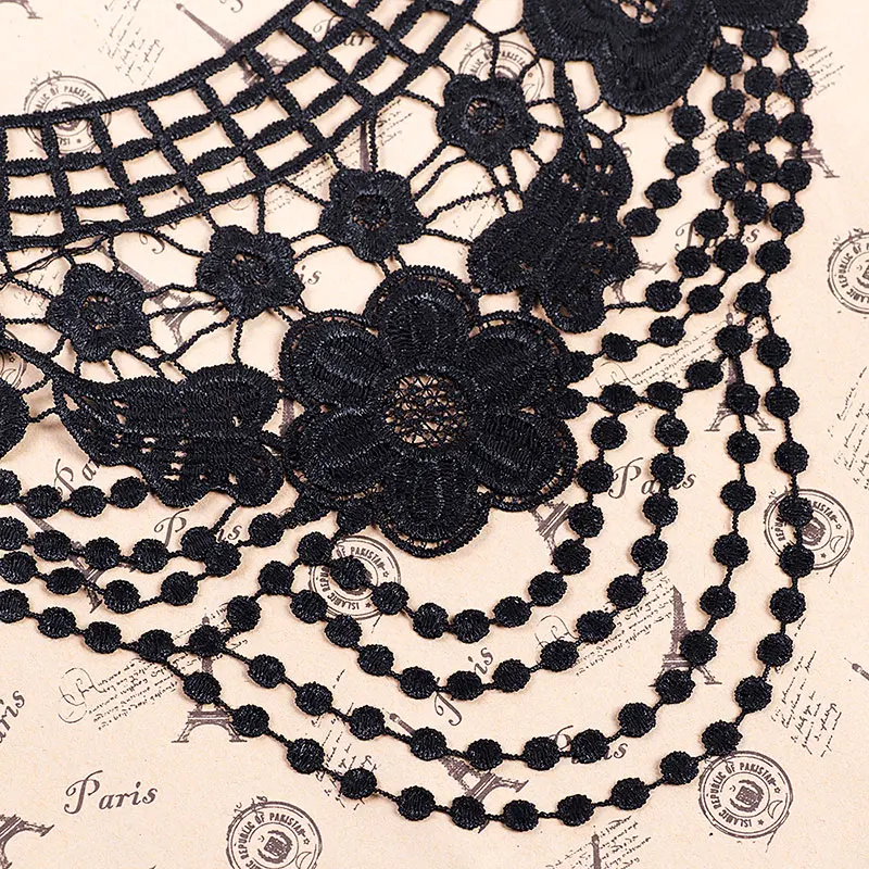 Misaya черная бумага паста кожа кружево ткань вышивка кружевной воротник Венеция