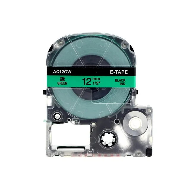Black on Green Labelife SC12Y черный на желтом совместимый Epson Labelworks LW-300 Картридж Ленты для маркировки этикеток производитель ленты заправка картриджа 12 мм x 8 м - Цвет: Black on Green
