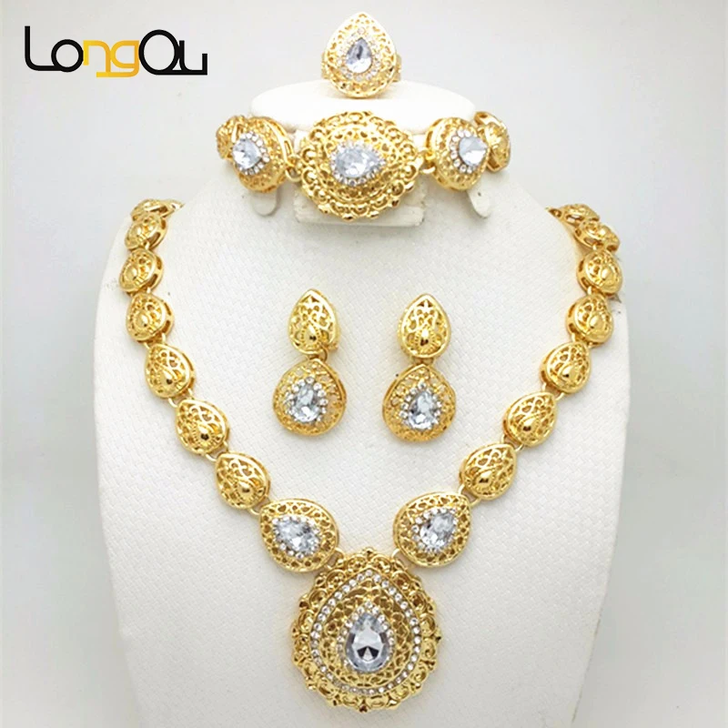 Женские Свадебные африканские бусы аксессуары с кристаллами золотого цвета