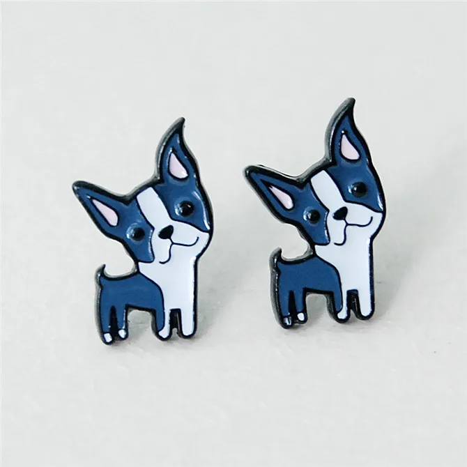 see chart 1 шт. Kawaii Dogs Huskie Мода Аниме Сережка с героями мультфильмов милые серьги-гвоздики с животными для женщин девочек Дети Ювелирные изделия Рождество подарок - Окраска металла: see chart