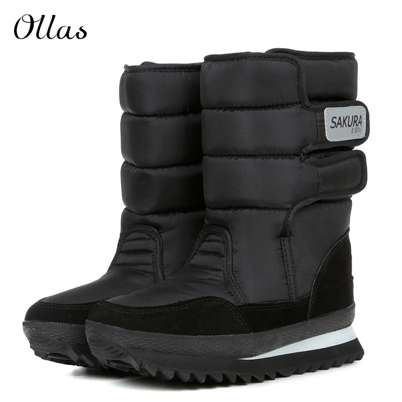 Модные женские ботинки непромокаемые зимние сапоги до середины икры на снежную