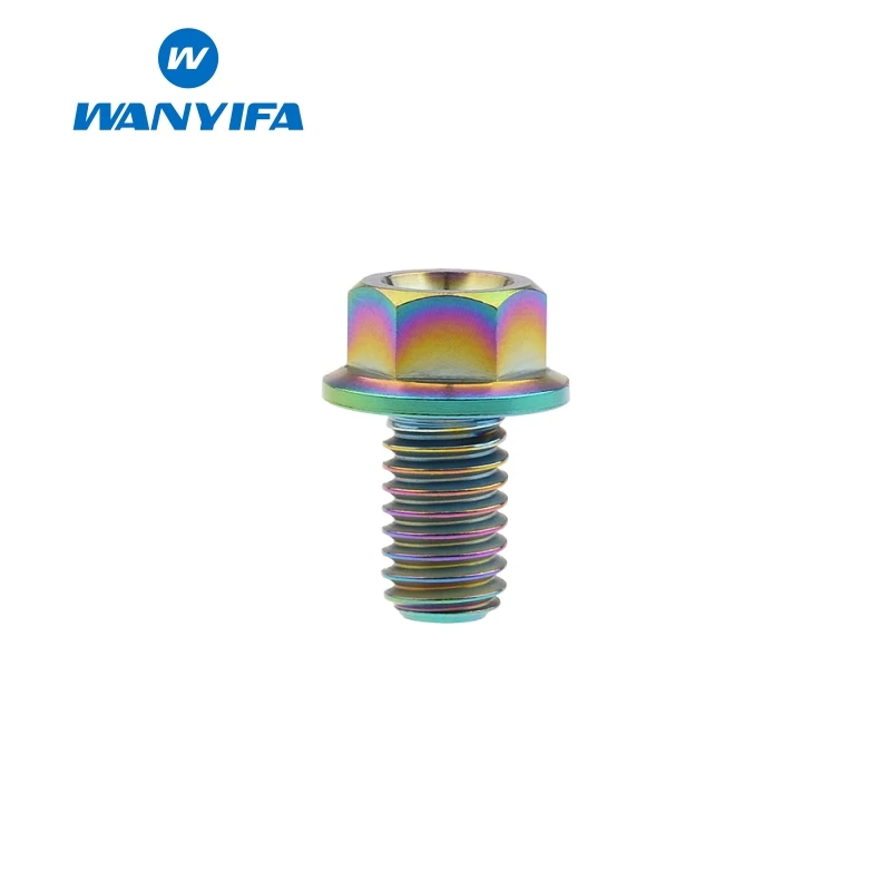 M6x10 Wanyifa M6x10 15 20 25 30 35, 40 45 50 55 60 65 70 75 80 90 мм с коротким фланцем Головкой Винт С Титановым болтом для велосипедного тормоза Радуга - Цвет: M6x10