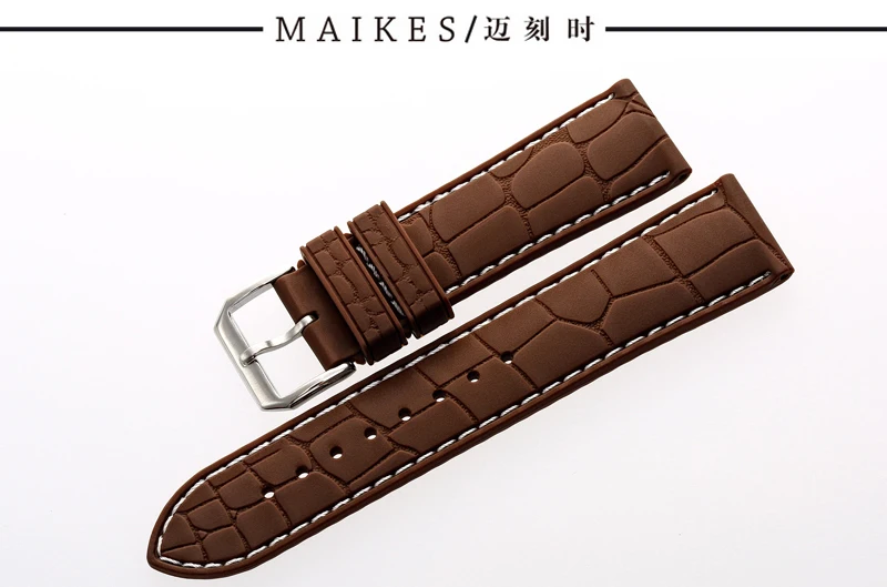 MAIKES новые высококачественные спортивные Ремешки для наручных часов черные 20 мм 22 мм силиконовый резиновый ремешок с пряжкой из нержавеющей стали