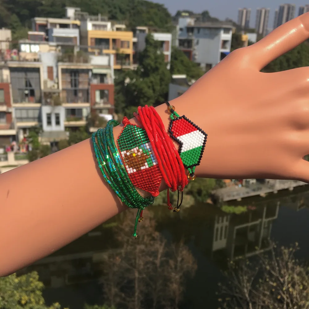 Браслеты MIYUKI Мехико ювелирные изделия в виде сердца красные синие с кристаллами