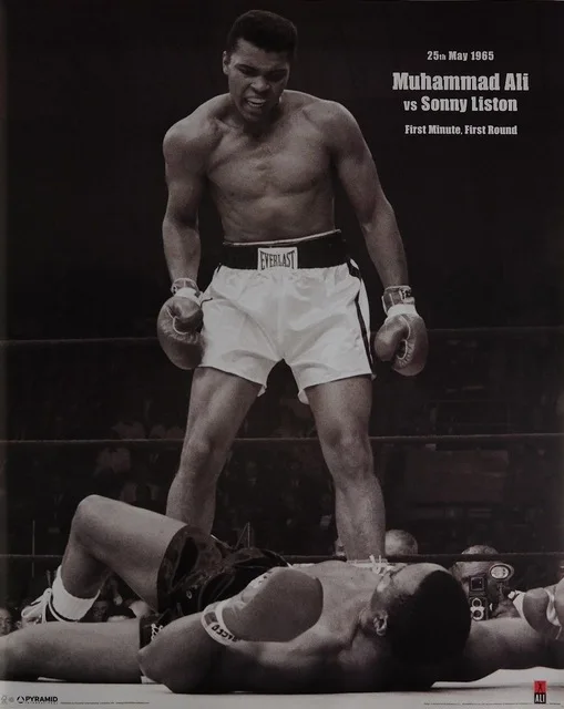 С изображением Мохаммеда Али и цитатой против SONNY LISTON шелк постер декоративная