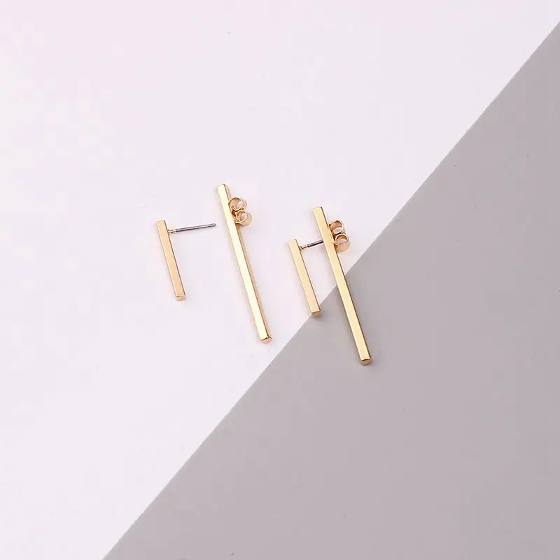 2018 Minimalism Women Geometry Ear Stud Earrings Gold Silver Color Punk Simple Bar Jewelry Brincos Bijoux | Украшения и