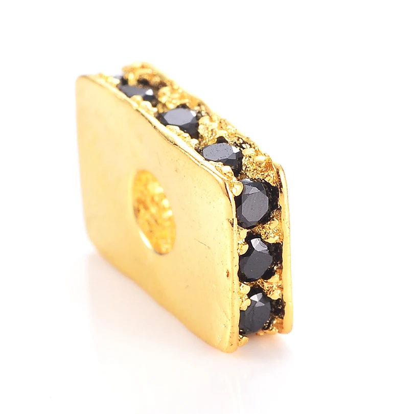 Neovivi Basic Spacer Flat Bead Micro Pave Black CZ Brass Beads for Jewelry Making Bracelets Connector DIY Craft Accessories | Украшения и