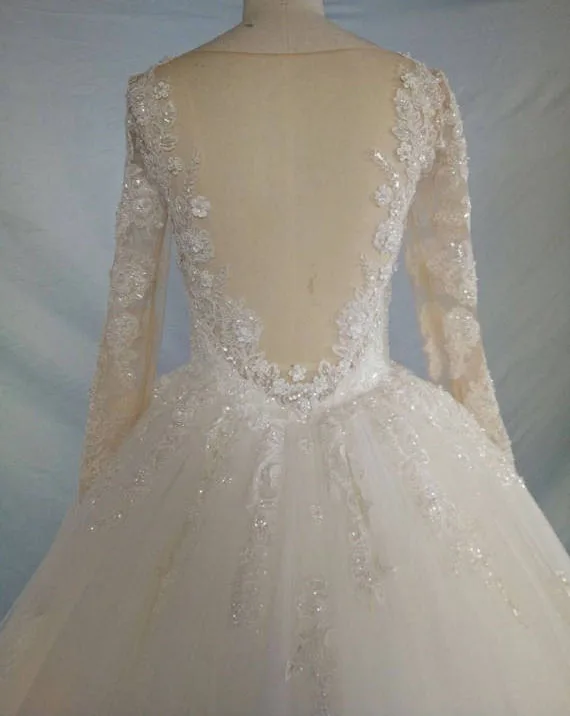 

long sleeves wedding dress 2017 robe de mariage custom make free shipping