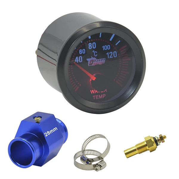 Water T-Fit28mm 52 мм черный корпус с белой подсветкой Автомобильный мотоцикл датчик температуры воды 40-120 Цельсия измеритель температуры воды - Цвет: Water T-Fit28mm