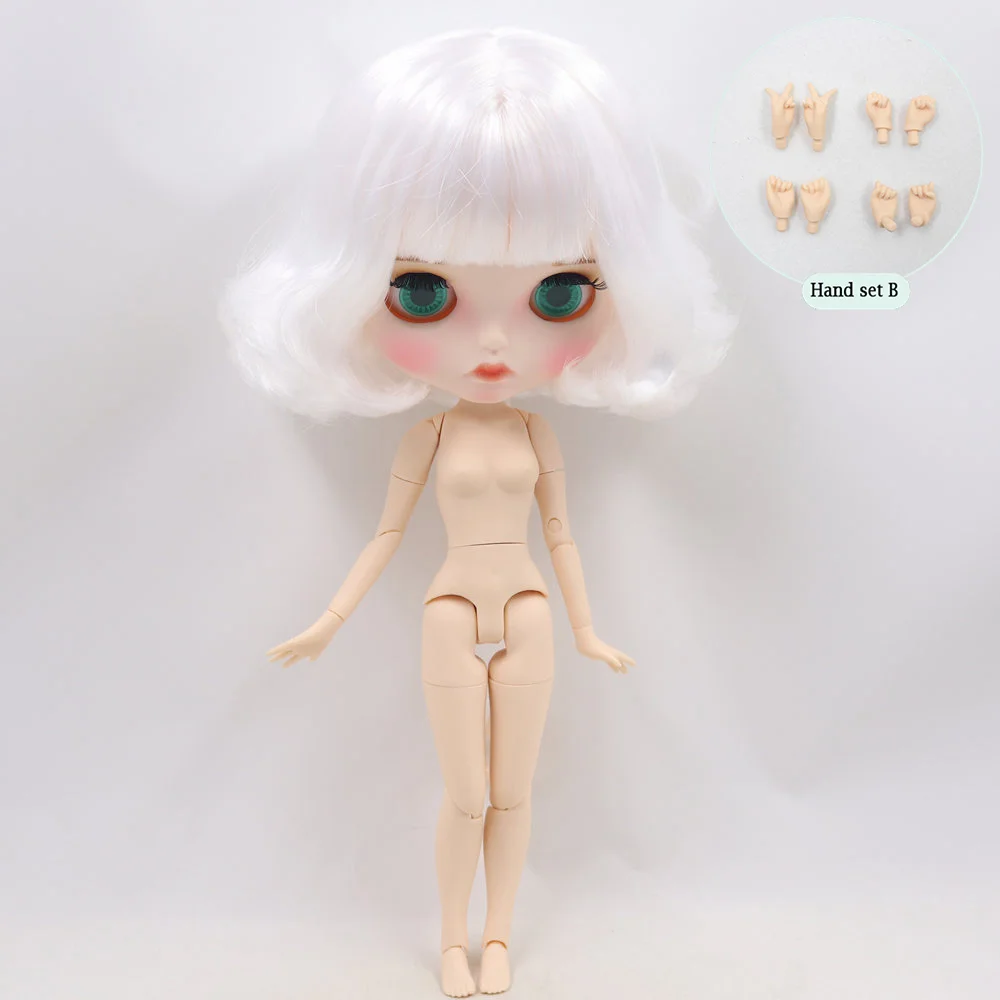 Ледяной обнаженный Blyth кукла No. BL136 белый боб волосы резные губы матовый индивидуальные лица сустава тела 1/6 bjd - Цвет: like the picture