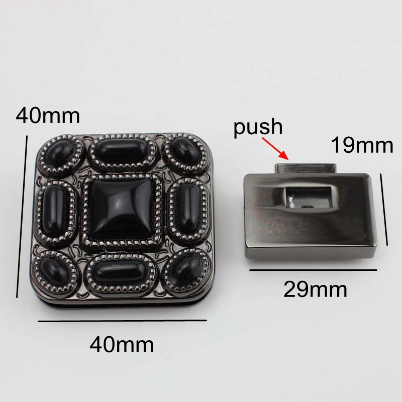 5 комплектов 3 цвета 40x40 мм квадратный черный полимерный декоративный нажимной