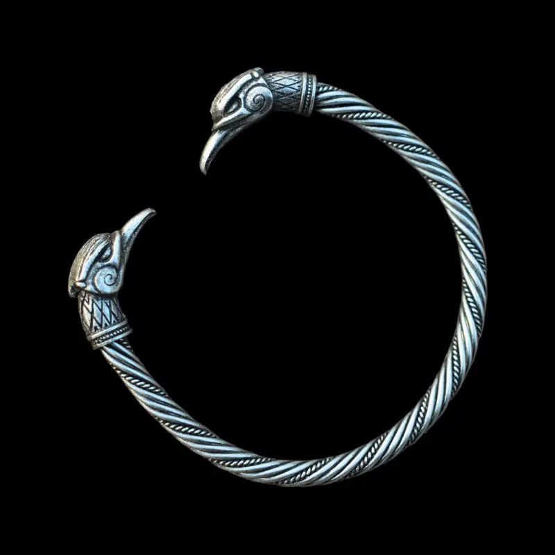 Sanlan viking Ravens браслет один Воронов hugin and munin Raven языческие браслеты и браслеты мужские Ворон Викинги скандинавские - Окраска металла: Покрытие антикварным серебром