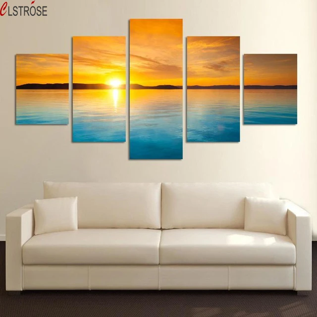 5 шт. настенные картины с изображением синего моря и заката без рамки|print on canvas|picture