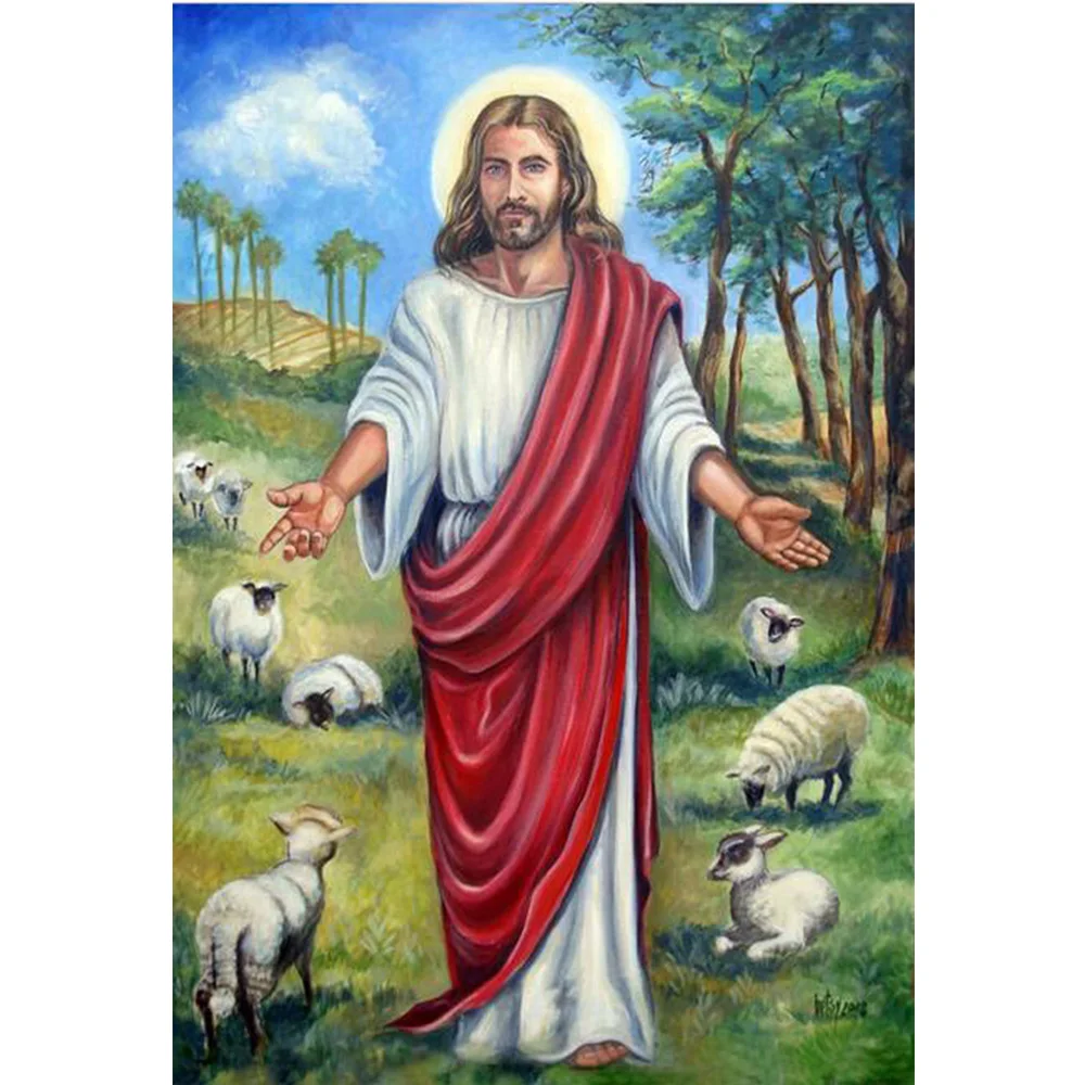 5D DIY алмазы религия круглые Женская христианский Иисус вышивка крестиком