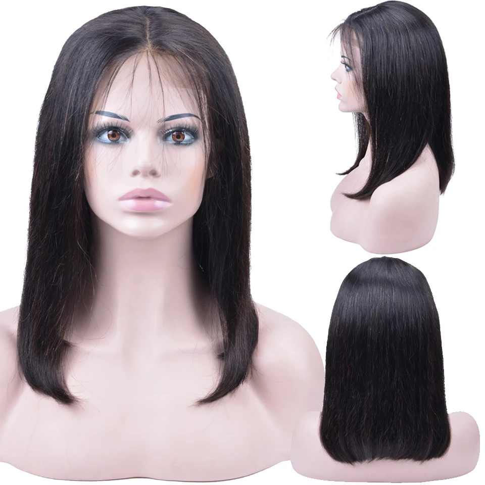 Парики из натуральных волос на кружеве 4x4 короткий парик Боб с предварительно