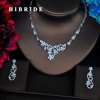 hibride clear flower design shinny cubic zirconia women jewelry sets earring set wedding bride dress accessories gifts n 371