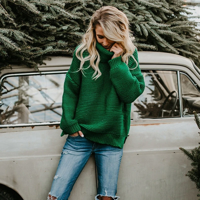 Coarse Pullover Women's Jumper Turtleneck Sweater Female Women Warm thick Winter Cable Knitted Oversized | Женская одежда