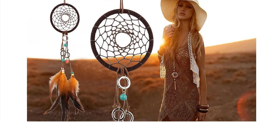 

1PC New Indian Handmade Colorful Dream Catcher Feather Wall Hanging Decoration Ornament Gift Wind Chimes MJ 003
