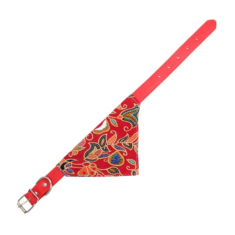 Red Bandana XS-L кожаный ошейник для собак чихуахуа, Йоркской собаки, бандана, шарф, ошейники для кошек, кожаный поводок для собак, ошейники для маленьких собак/кошек - Цвет: Red Bandana