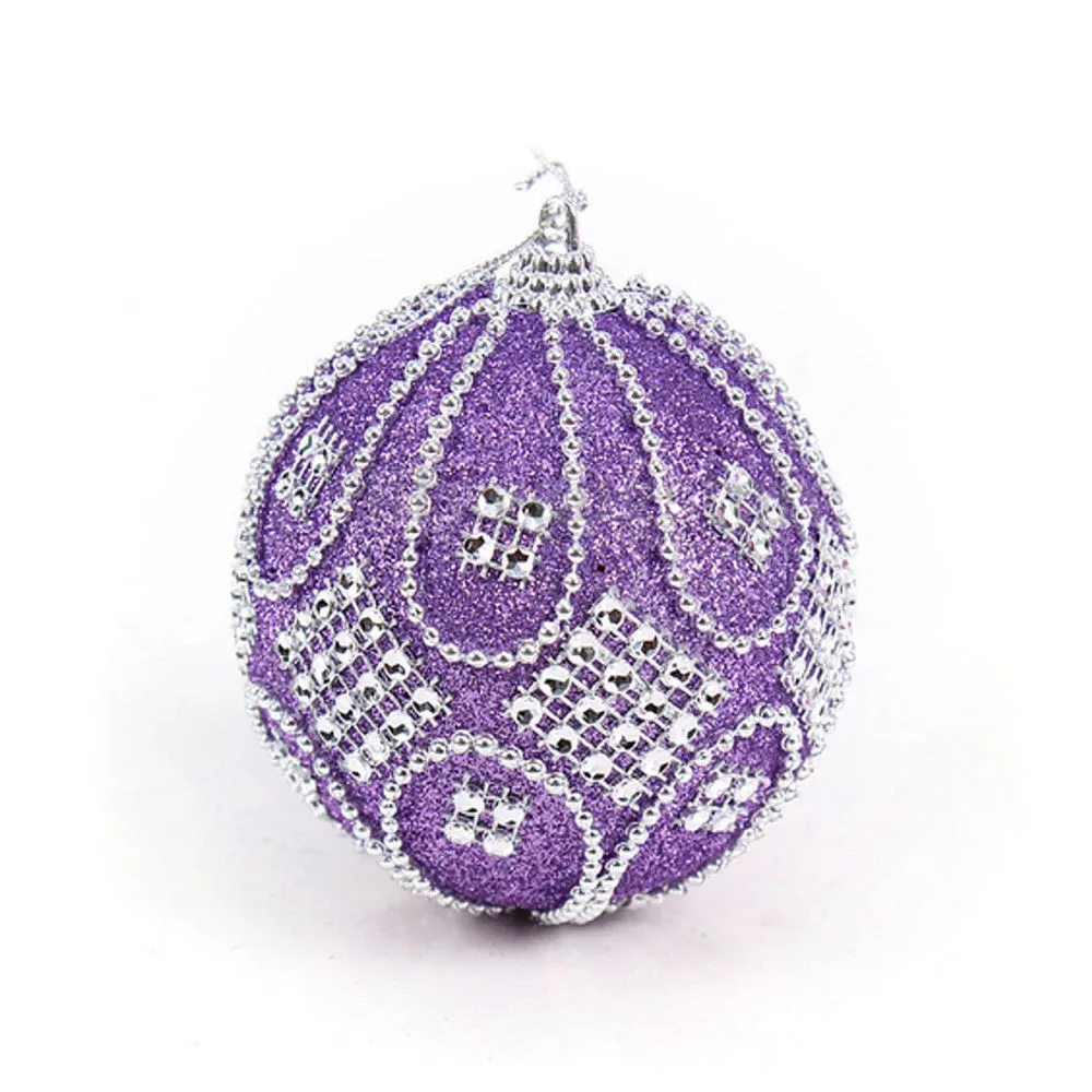 Purple Блестящие 8 см шары для рождественской елки, золотые украшения для рождественской елки, рождественские украшения, вечерние, свадебные украшения для дома, 18 октября - Цвет: Purple