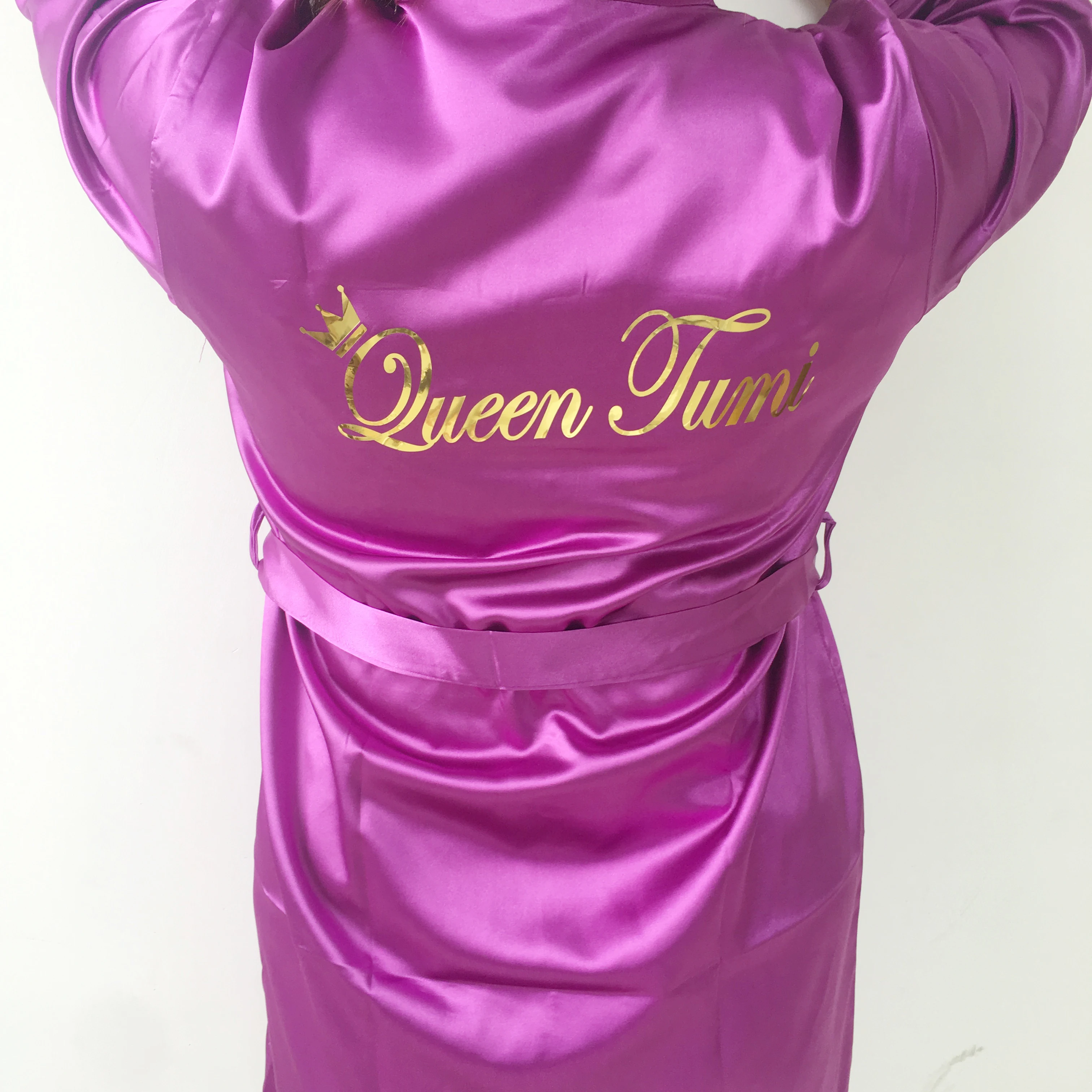 

7pcs lot 15colors custom glitter logo Sleepwear silk bridal robe bride be to party personalized satin robes bridesmaid gift