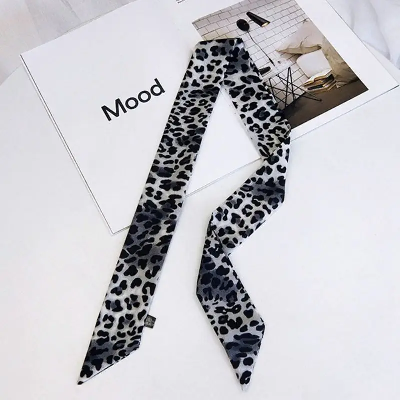 

Female Leopard Printed Chiffon Ribbon Scarf Tied Bohemian Headband Fashion