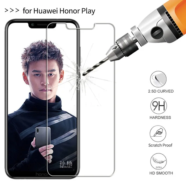 Protector de pantalla ultrafino para Huawei Honor Play, pel&iacute;cula de vidrio templado para Honor Play, HATOLY, 2 uds.-1
