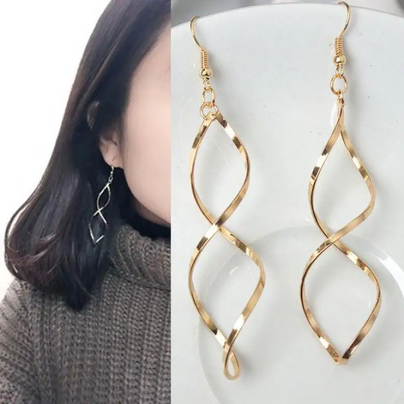 Европейские минималистичные Спиральные серьги с изгибом новый дизайн волнистые