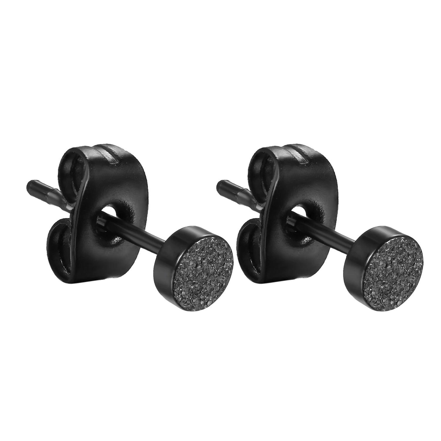 4mm BONISKISS матовая отделка Нержавеющая сталь серьги стержня для Для мужчин женский, Черный пирсинг украшения 4-8 мм - Окраска металла: 4mm
