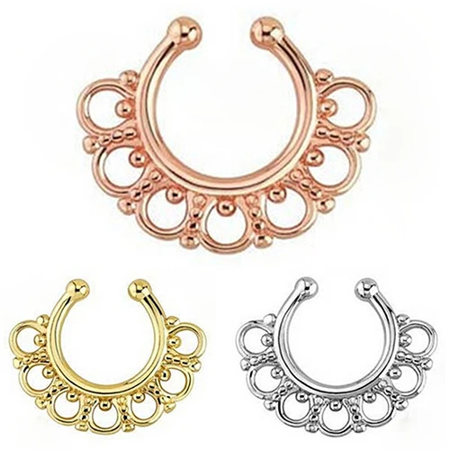 U-образное кольцо для носа без пирсинга ложная перегородка вешалка кликер