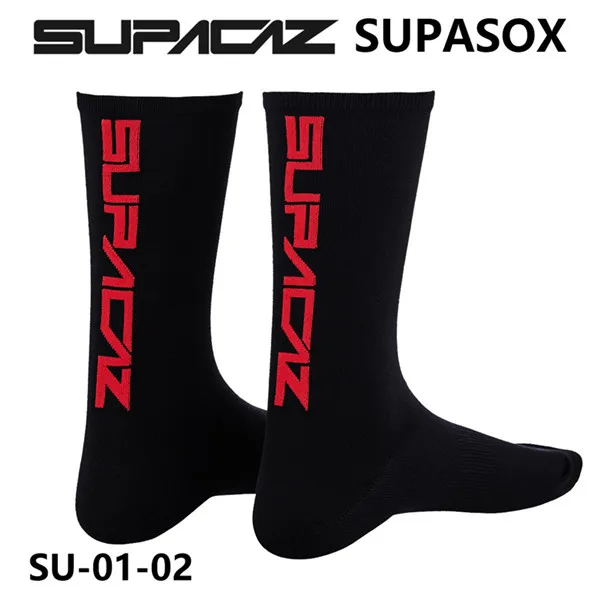 black red logo SUPACAZ SupaSox велосипедные носки гоночный велосипед носки спортивные носки для верховой езды носки для бега средняя трубка - Цвет: black red logo