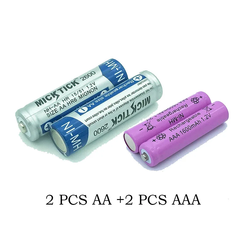 AA2600mAh+ AAA1600mAh аккумуляторная батарея aa aaa 5 7#1,2 V Ni-MH батареи большой емкости камера игрушка переработка батареи - Цвет: 2 AA and 2 AAA