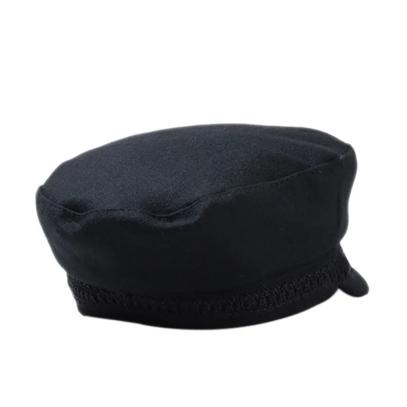 

Fashion Black Hat Cap Women Casual Streetwear rope flat cap Elegant solid Autumn winter Warm Beret Hat Female New Style
