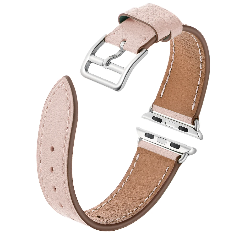 Элегантный розовый мятный зеленый один тур ремешок для Apple Watch Band из натуральной кожи серии 1 2 3 4 38 мм 40 мм 42 мм 44 мм браслет ремешок