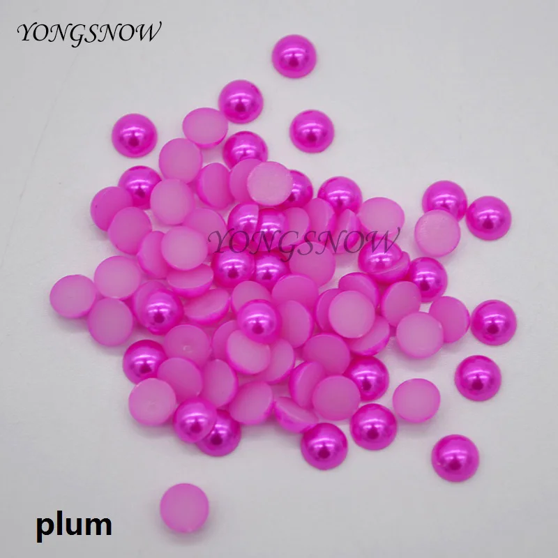plum 200Pcs/lot 6mm Multicolor Acrylic Imitation Beads Pearl Half Round Flatback Bead Wedding Party Decor DIY Nail Art Decorate75z - Цвет: plum