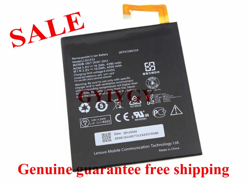 Free shipping Notebook battery L13D1P32 Battery 3.8V 16.3Wh 4290mAh for Ideapad A8-50 A5500 | Компьютеры и офис