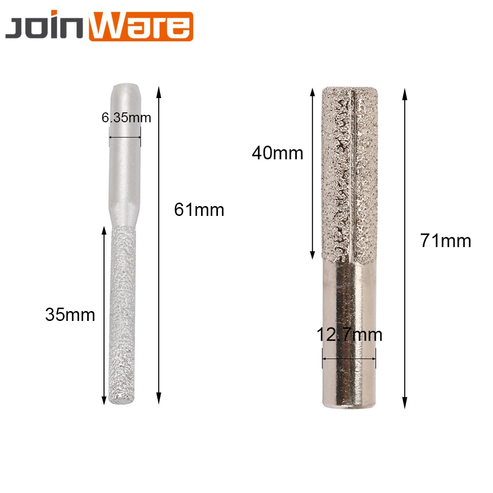 2 шт. вакуумная пайка алмазная фреза серебристая прямая палец бит 6 35/12 7 мм с