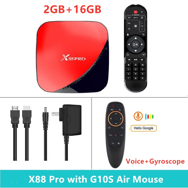 2G16G Add G10S X88 pro Android 9,0 ТВ приставка голосовой гироскоп 4G 64G Rockchip RK3318 4 ядра 2,4G& 5G Wifi 4K HDR телеприставка USB 3,0 Поддержка 3D фильма - Цвет: 2G16G Add G10S