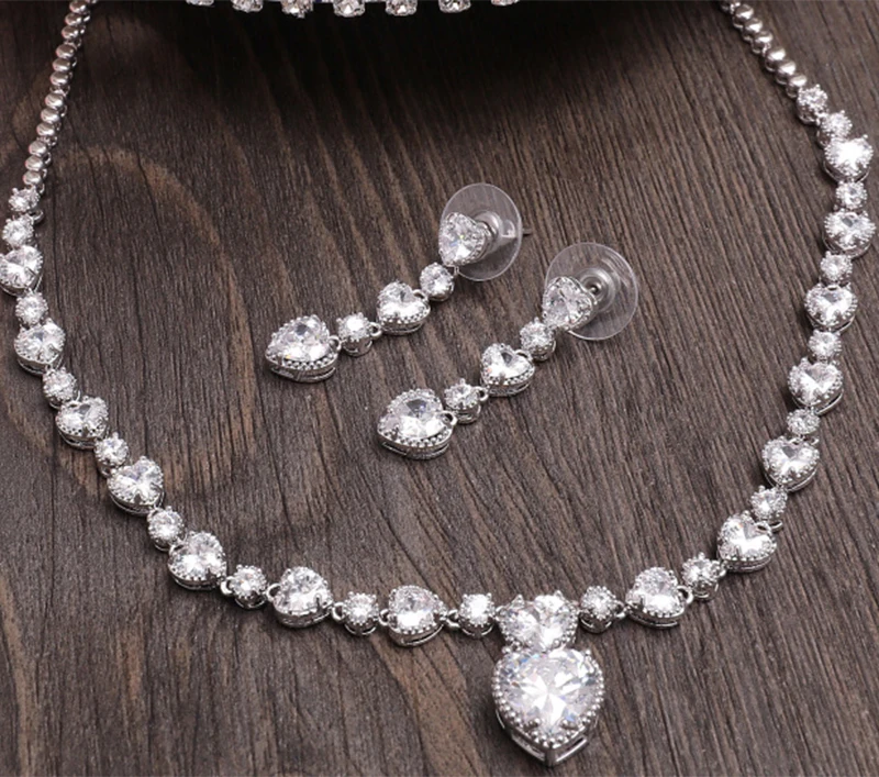 3 шт./компл. принцессы Свадебные Комплекты ювелирных украшений горный хрусталь