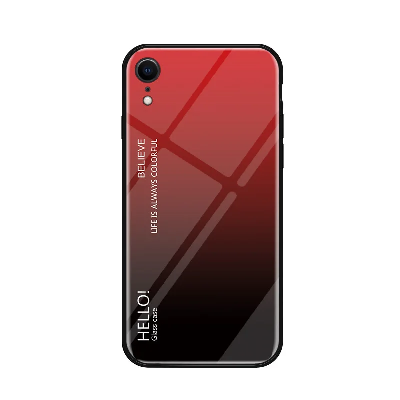 Gradient Tempered Glass Case For iPhone Xr Xs max 7 6 6S 8 Plus Soft Silicone Frame Hard Back Cover X |